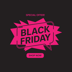 Black Friday Special Offer Sale Banner in Pink on Black Background