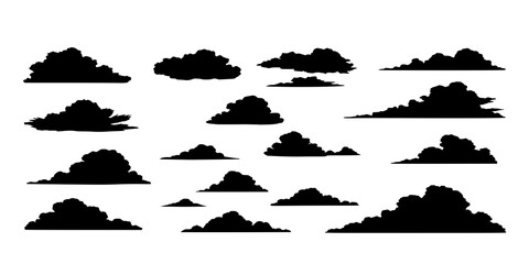 silhouettes of clouds vector sets for architecture render background 