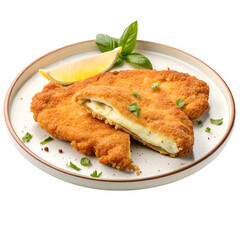 Milanesa on a Plate Isolated on White Background