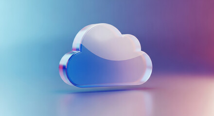 Abstract 3D Cloud Icon on a Gradient Background