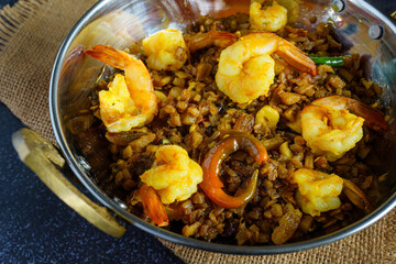 Thor Chingri | Traditional Bengali Banana Stem Curry Cooked with Prawns and Aromatic Spices | Authentic Bengali Comfort Food and Classic Fish Curry Served with Steamed Rice
