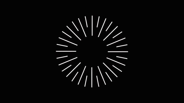 Circle explosion with line shape fireworks blast, Vibrant circle burst firework explosion animation with fast moving glowing lines, Bursts And Sparks, ellipse bursting on black screen