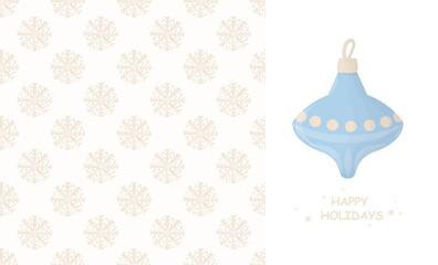 Seamless snowflake pattern on pastel background. Christmas ornament vector design element. Happy holidays holiday designs.