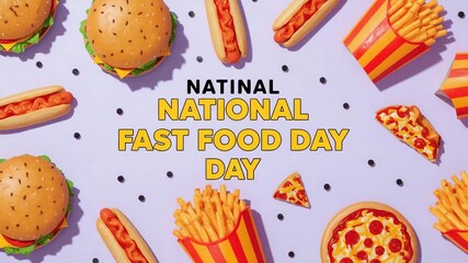 National fast food day celebration with various fast food items