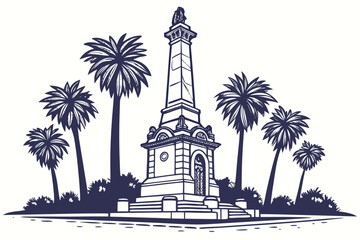 Obraz premium Confederate Memorial Hall in New Orleans, Louisiana, historic stone monument surrounded by palm trees