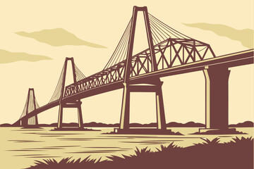 Obraz premium Cooper River Bridge (old), South Carolina, historic truss span now dismantled, remembered for iconic steelwork