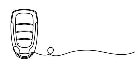  continuous line drawing of car key, Car keys with alarm system outline drawing illustration. 