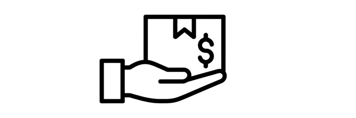 Hand Holding a Box with Dollar Sign Depicting Delivery Cost and Price Concept with White Background