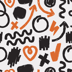 Vector illustration of abstract doodle pattern with crosses and circles symbolizing decisions and contrasts