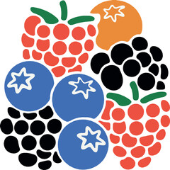 Vibrant mixed berries fruit graphic delicious healthy food vector Hand drawn © Vector World