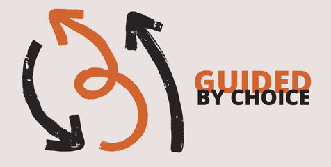 Vector illustration of cycle arrows symbolizing guidance, choice and repeating process