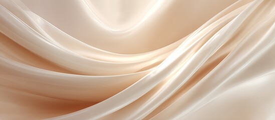 Beige and white silk fabric waves abstract background
