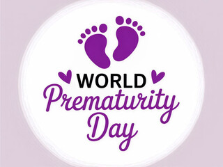 World prematurity day purple footprints and hearts celebrate premature babies