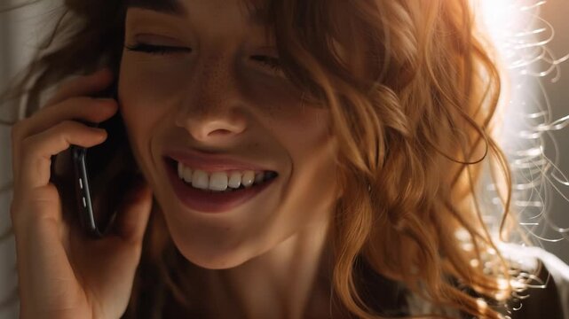 Smiling woman making a phone call