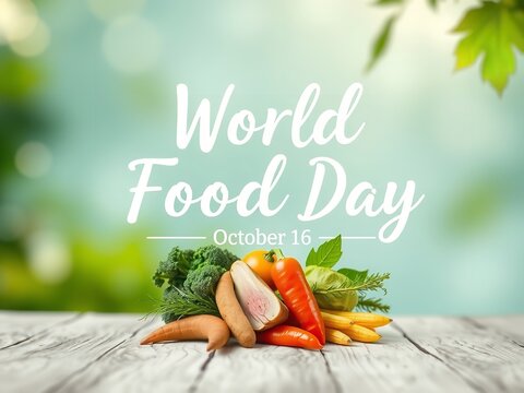Celebrating World Food Day: Fresh Vegetables on a Rustic Wooden Tabletop