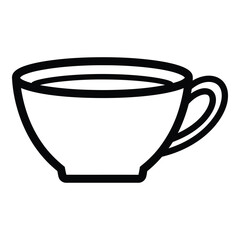 Simple outline drawing of a coffee cup with handle for beverage and cafe concepts vector