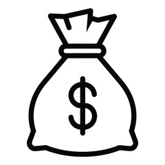 Simple line art icon of a money bag with dollar sign for financial concepts vector