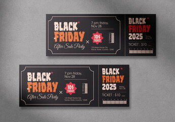 Black Friday Event Ticket Design Layout with Bold Typography