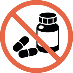 No pills symbol medical prohibition icon vector vector Hand drawn