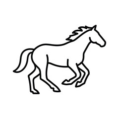 Running horse silhouette outline artistic line drawing simple animal icon clip art vector