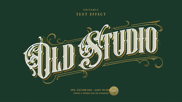 Old studio text effect. Editable vintage text style.