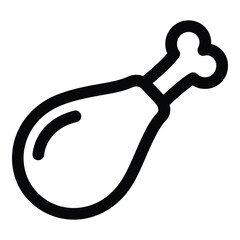Simple line art icon of a cooked chicken leg for food and dining concepts vector
