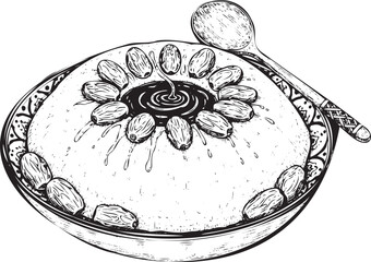 Culinary Art: Hand-Drawn Asida with Dates