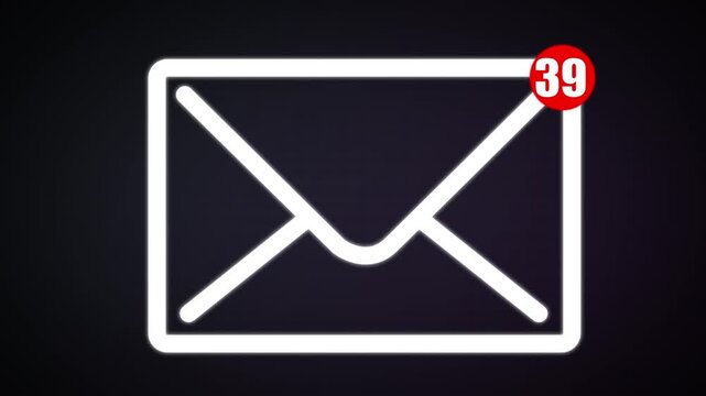 Pop-up Chat Notification Count with White Envelope Icon on Teal Background | Mobile App, Web, and Digital Communication Interface 4K Video