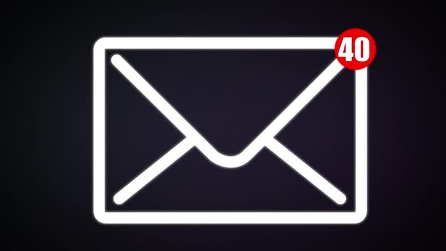 Pop-up Chat Notification Count with White Envelope Icon on Teal Background | Mobile App, Web, and Digital Communication Interface 4K Video