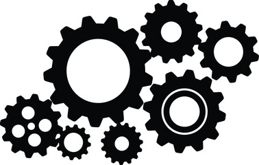 Industrial gears machinery teamwork mechanism technology abstract concept vector