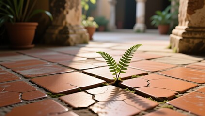 Emerging resilience courtyard nature indoor close-up growth