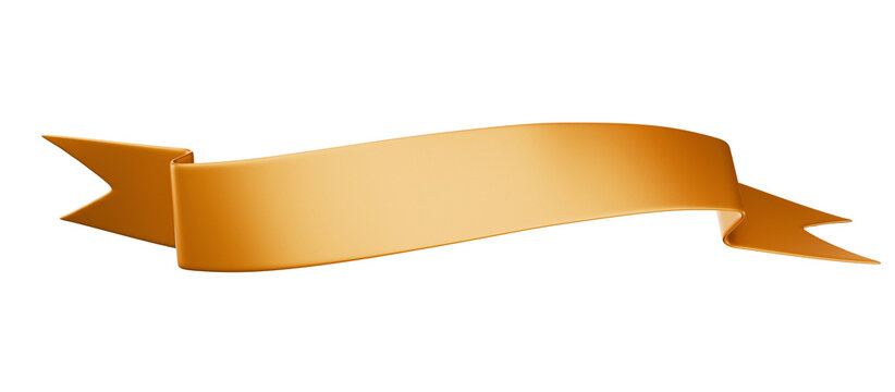 gold 3d banner ribbon on transparent background