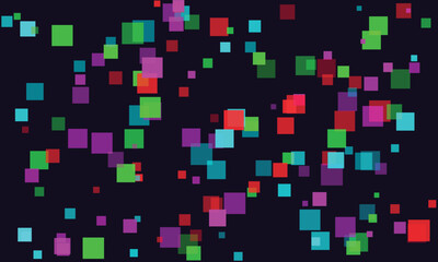 Colorful Abstract Squares Floating on a Dark Background