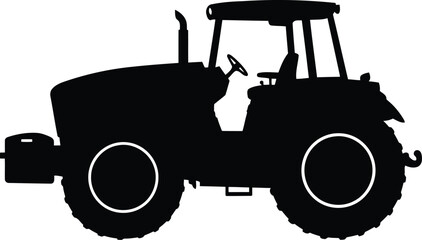 Silhouette tractor farm vehicle agricultural machinery rural landscape vector