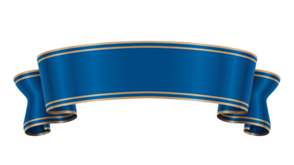 Elegant blue ribbon with gold trim offers a classic and sophisticated way to highlight important announcements or awards with decorative flair.