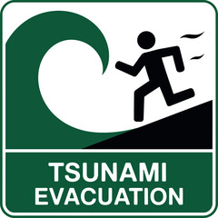 Tsunami evacuation warning sign danger alert vector Hand drawn