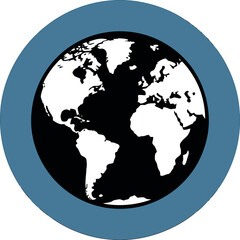 Global earth icon digital illustration planet continents vector Hand drawn