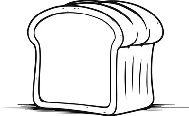 Minimal bread loaf with slice, black and white vector line art, clean outline
