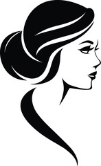 Elegant Woman Profile Silhouette , Beauty, Fashion, Hairstyle, Feminine Art Vector
