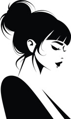 Stylish Woman Side Profile Vector Illustration