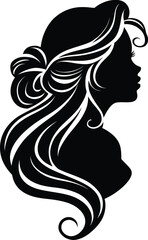 Elegant Woman Silhouette Vector Profile with Long Hair