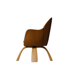 Brown leather chair isolated on transparent background