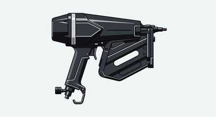 Sleek design illustration of a pneumatic nail gun for construction tasks