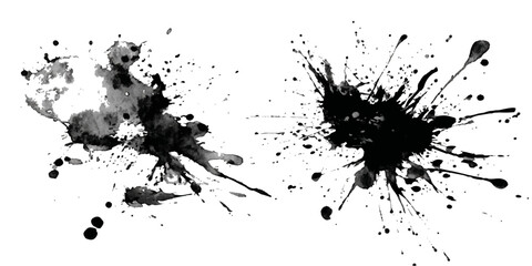 ink blots and splats. detailed ink splats Hyperrealistic Highly Detailed Isolated On Transparent Background	