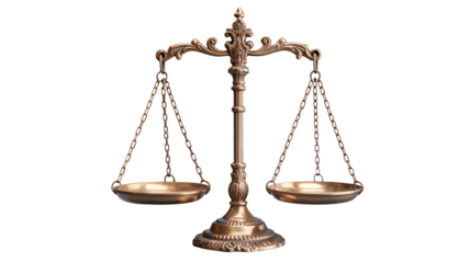 Elegant antique brass scales of justice symbolize balance, fairness, and legal decisions for professional legal and business presentations.