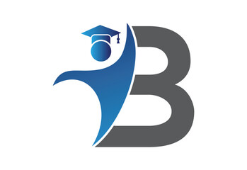 Graduation flat Icon human with latter B design concept