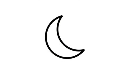 Illustration of a crescent moon, , representing night, sleep, or lunar themes in a minimalist style