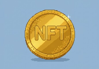 Pixelated NFT Coin Illustration