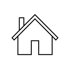 Simple house outline with chimney and door silhouette