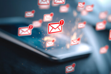 Smartphone display showing multiple email notifications. Symbolizing communication, reminders, and digital connectivity in modern life.